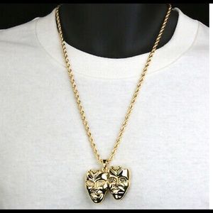 Happy Sad Face 14K Gold PT 3D Smile